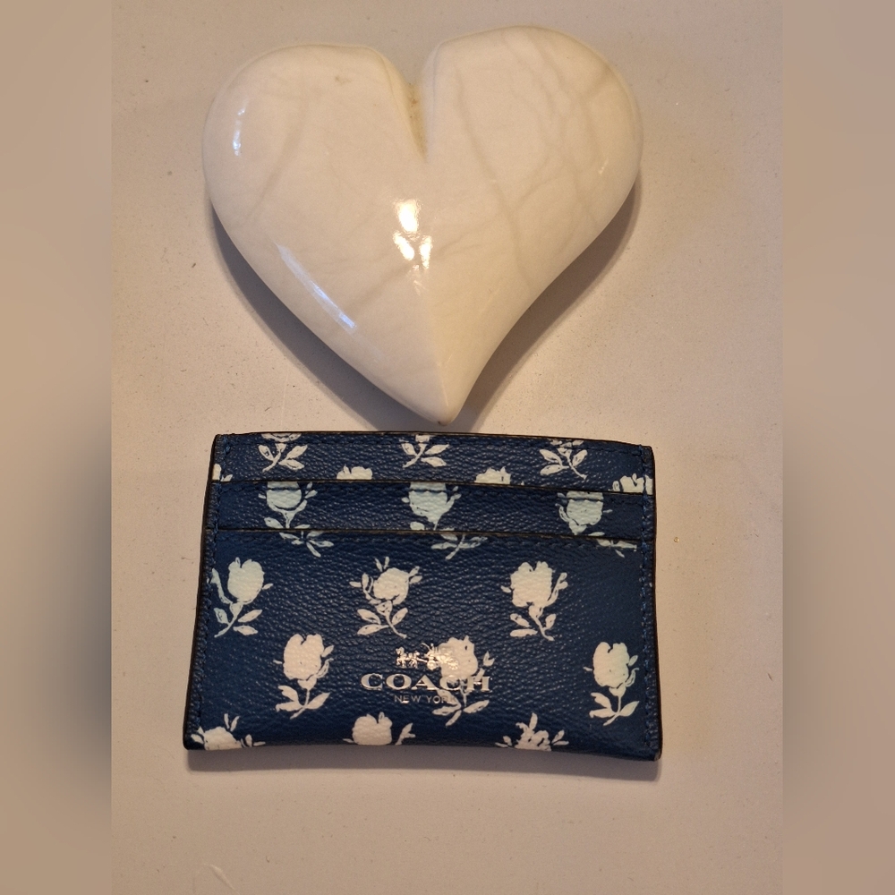 Coach Navy Floral Card Holder
